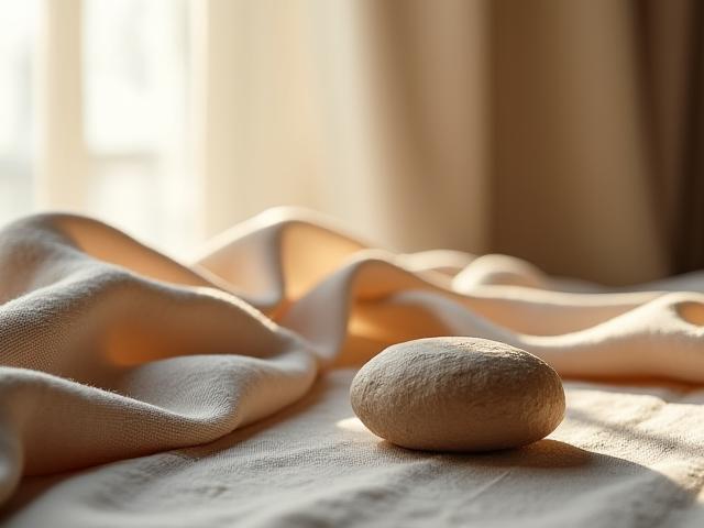 Texture di legno grezzo e tessuti setosi, illuminati morbidamente